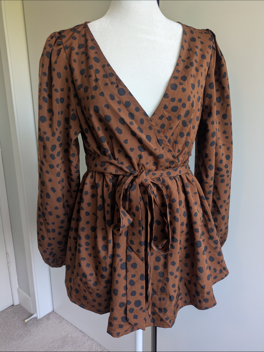 Maternity M Animal Print Rust/Navy Polyester Top